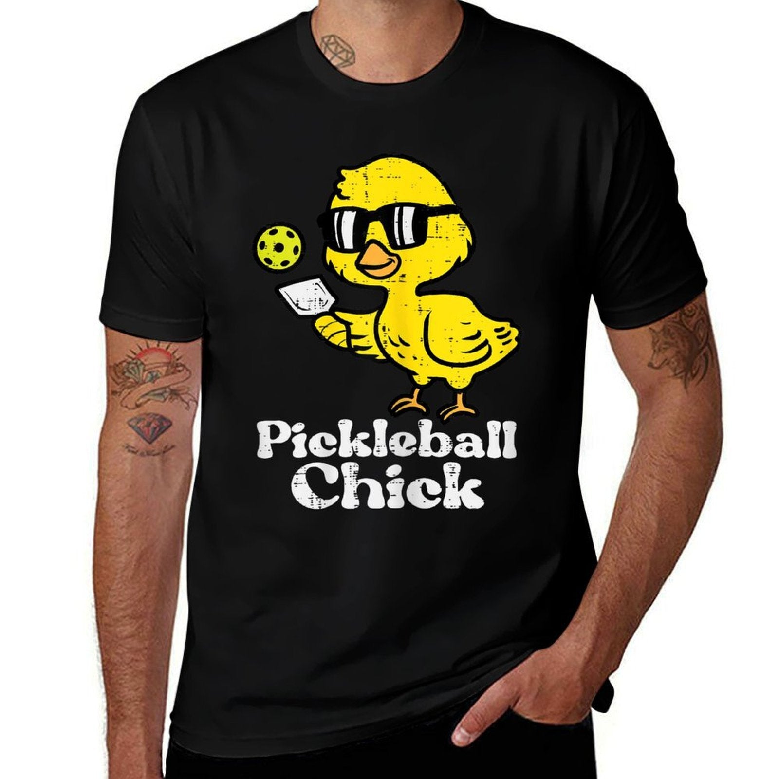 Pickleball Chick Funny Pickle Ball Women Girls Kids Toddler  Oversized Silhouette T-Shirt