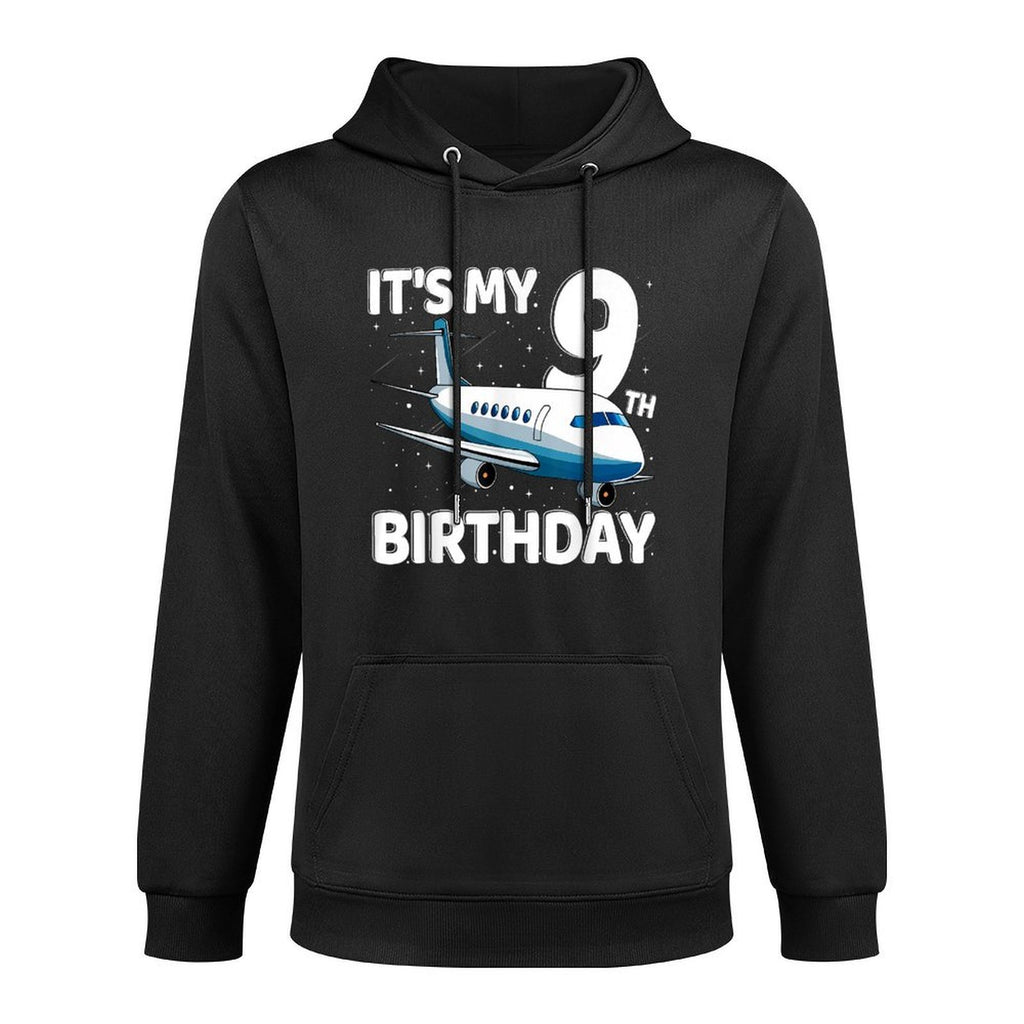 It's My 9th Birthday Airplane 9 Year Old Birthday Boy Girl Colorfast Hoodie