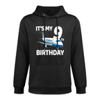 It's My 9th Birthday Airplane 9 Year Old Birthday Boy Girl Colorfast Hoodie
