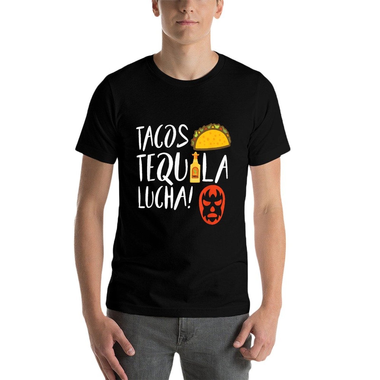 Funny Lucha Libre Tacos Tequila! Gift For Luchadors And Fan  Graphic-printed T-Shirt