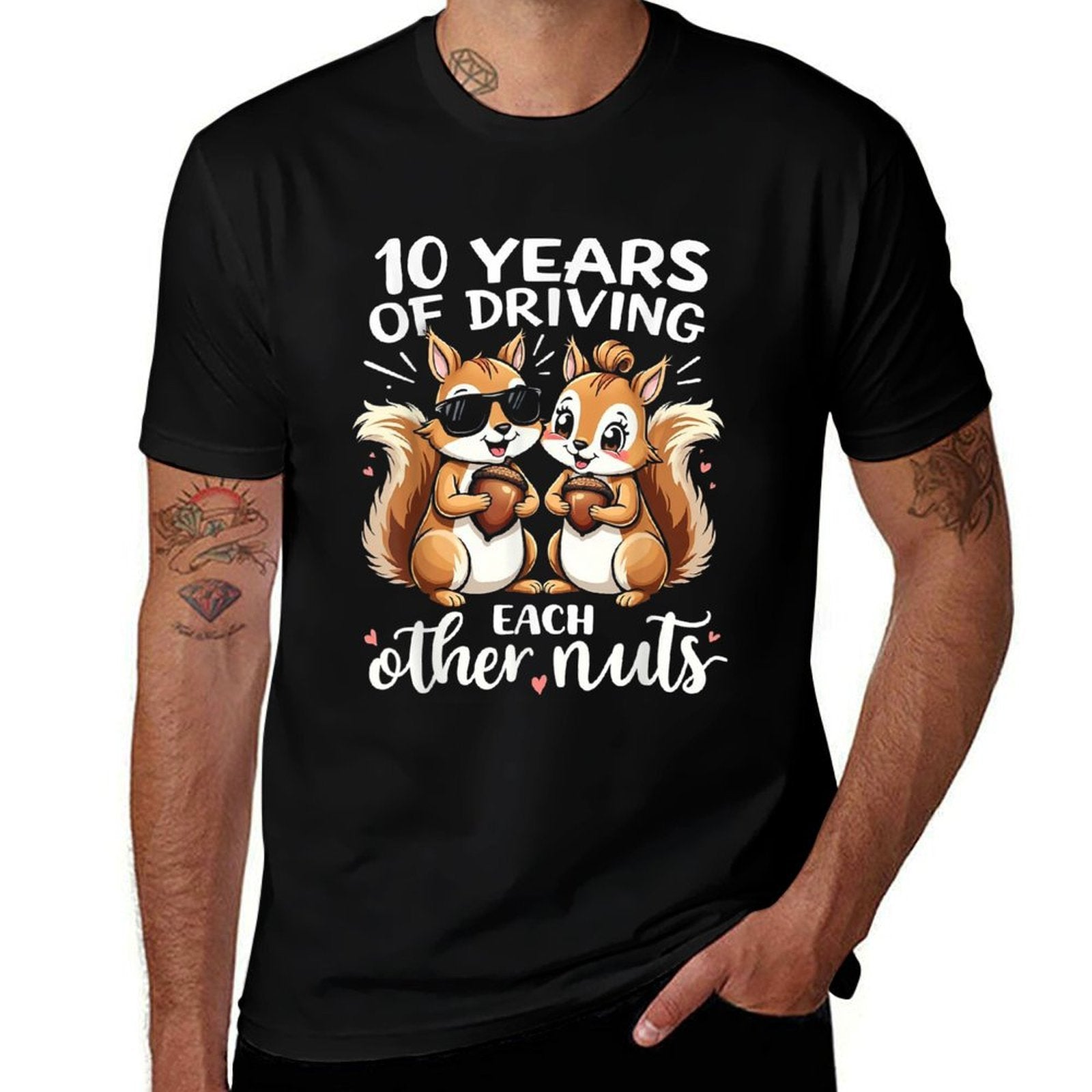 10 Years Of Driving Each Other Nuts Funny Couple Anniversary  Relaxed-fit T-Shirt