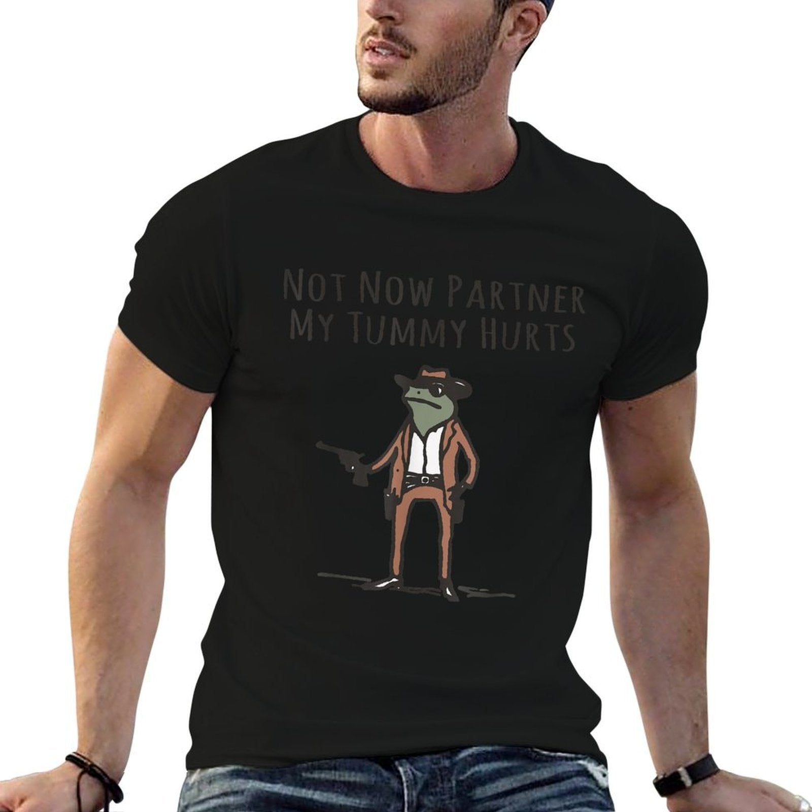 Not Now Partner My Tummy Hurts Funny Stomach Ache Survivor  Heathered Texture T-Shirt