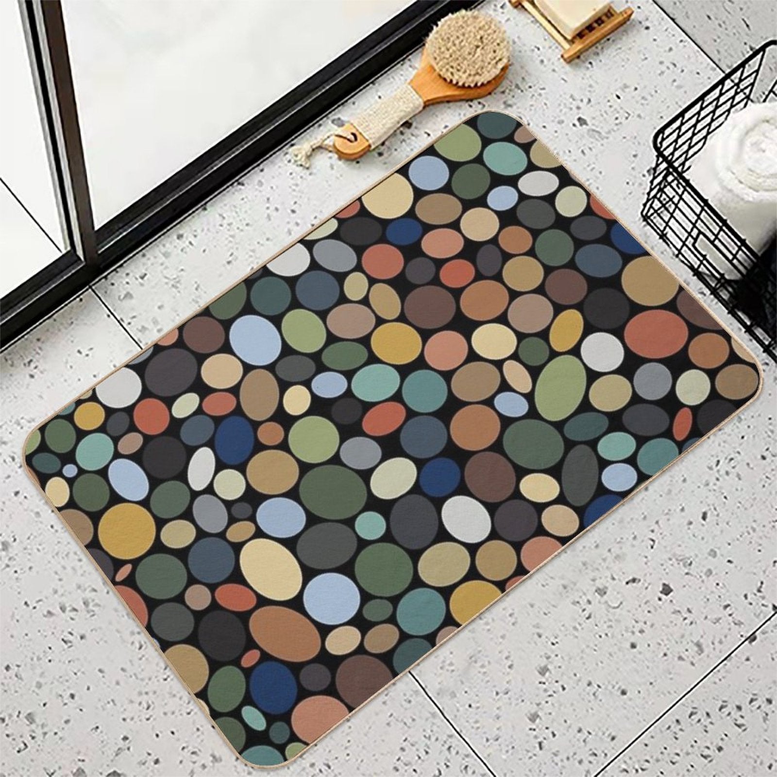 Pebbles Three Black  High-Traffic Bath Mat
