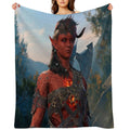 Karlach The Tiefling Barbarian Adventurer Machine-washable Throw Blanket