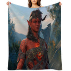 Karlach The Tiefling Barbarian Adventurer Machine-washable Throw Blanket
