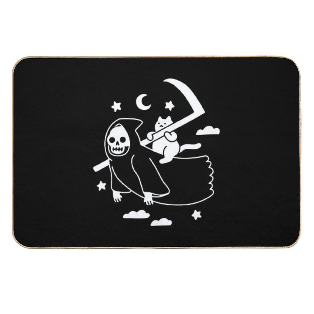 Cat Riding Grim Reaper  Anti-Trip Bath Mat