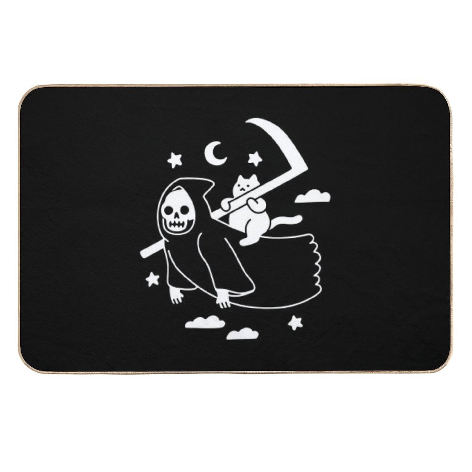 Cat Riding Grim Reaper  Anti-Trip Bath Mat