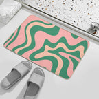 Liquid Swirl Contemporary Abstract Pattern in Blush Pink And Green  Versatile Bath Mat