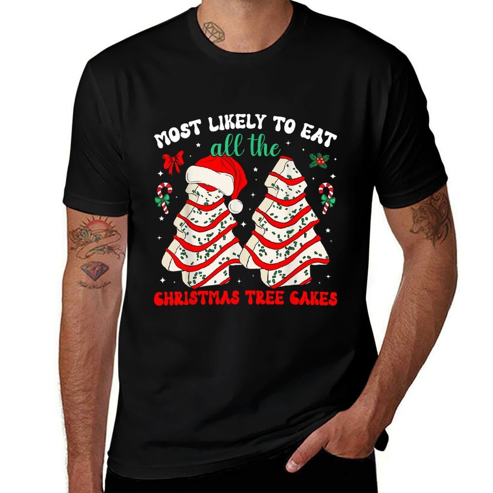 Most Likely to Eat All The Christmas Tree Cakes Debbie  Trendy Pattern T-Shirt