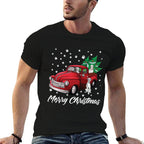 Red Truck Merry Christmas Tree Dalmatian Christmas  Slim-fit Cut T-Shirt
