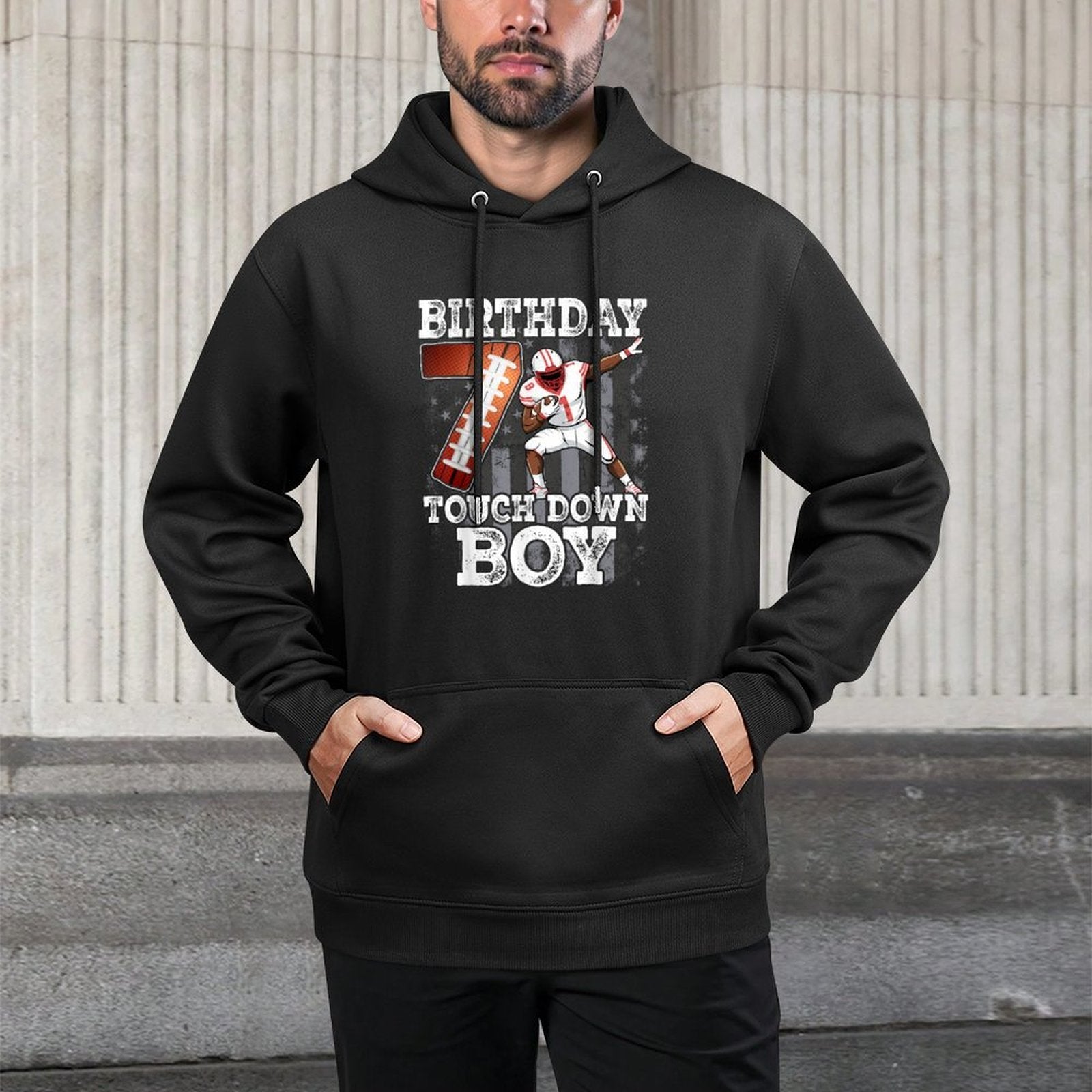 7th Birthday Football Boy - 7 Years Old Kid Football Relaxed Fit Hoodie