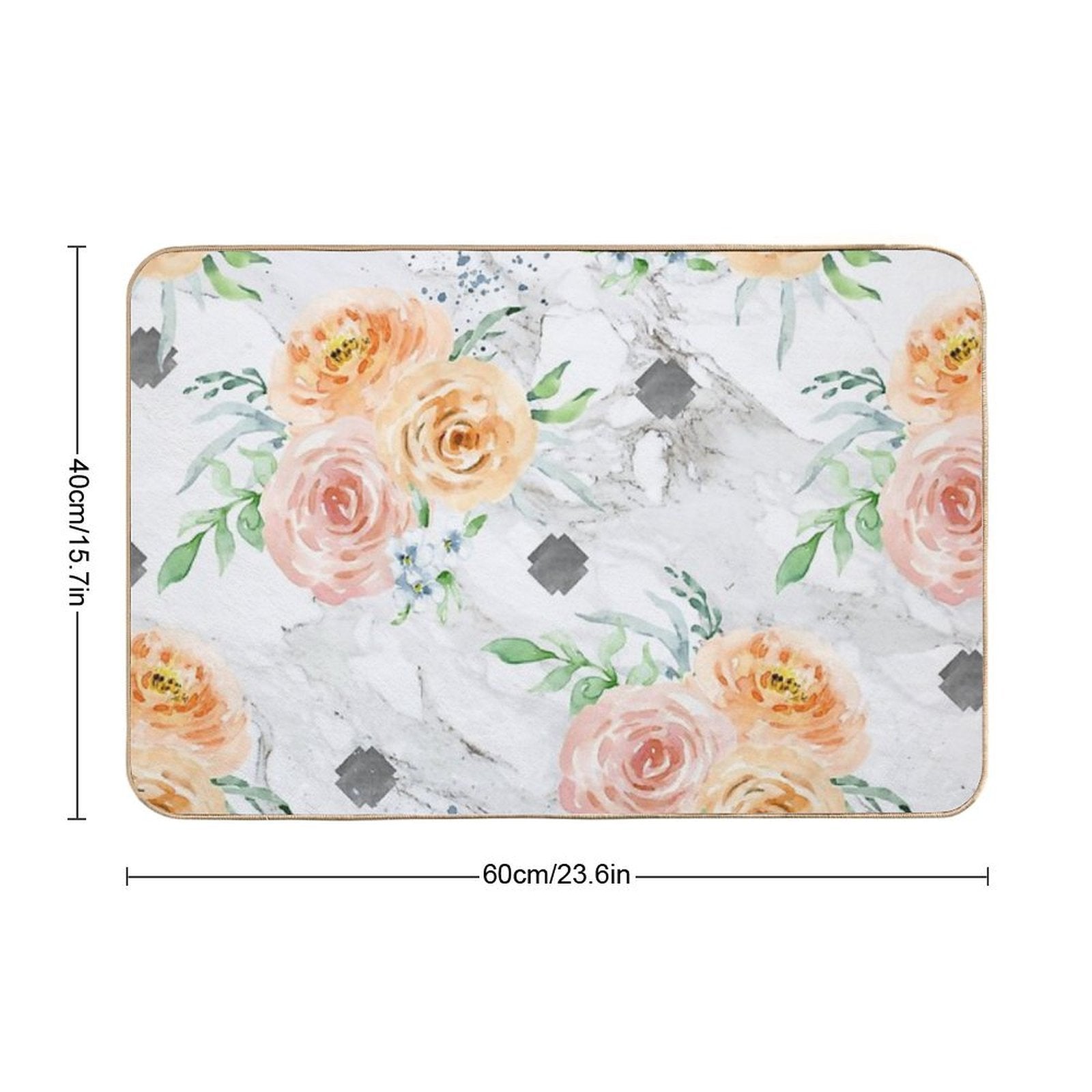 Beautiful Pastel Flowers Pattern on Marble  Versatile Bath Mat