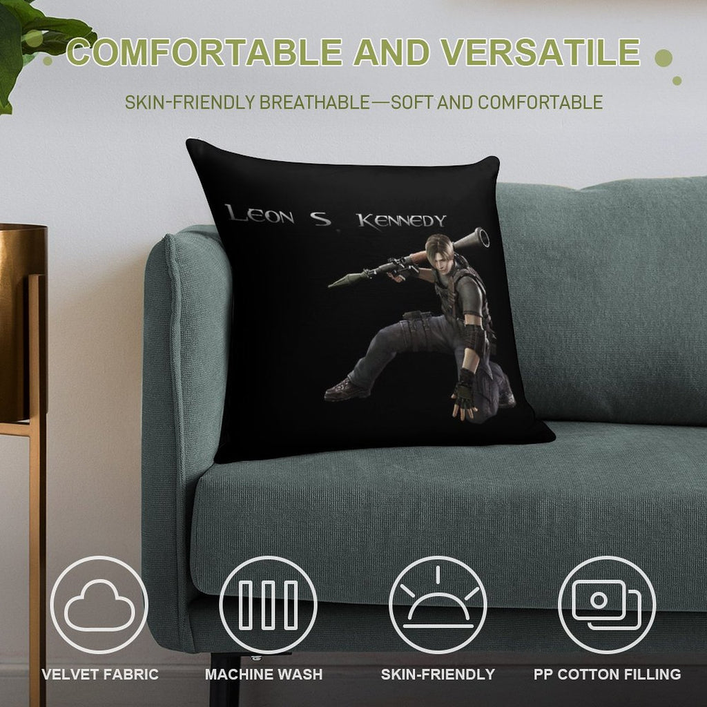 Resident Evil 4 Leon S Kennedy Soft Luxury Feel Throw Pillow