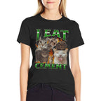 I Eat Cement Funny Cat Meme Bootleg Graphic  Ribbed Collar T-Shirt