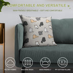 Kittens And Fish Pattern Soft High-Density Material Throw Pillow