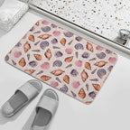 Pale Pink Seashells & Coral  Easy To Clean Bath Mat