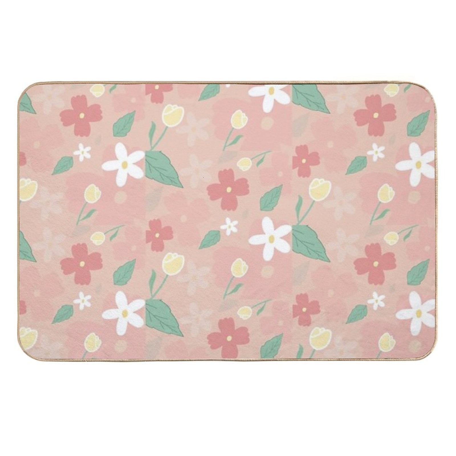 Pink Flowers Durable Bath Mat