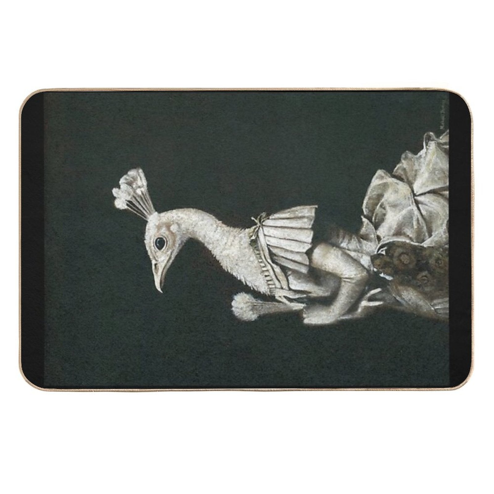 Victorian Peacock Lady  Repositionable Bath Mat