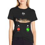 Fih Calling Remind Me Message Decline Accept Phone Call Fish  Tagless Design T-Shirt