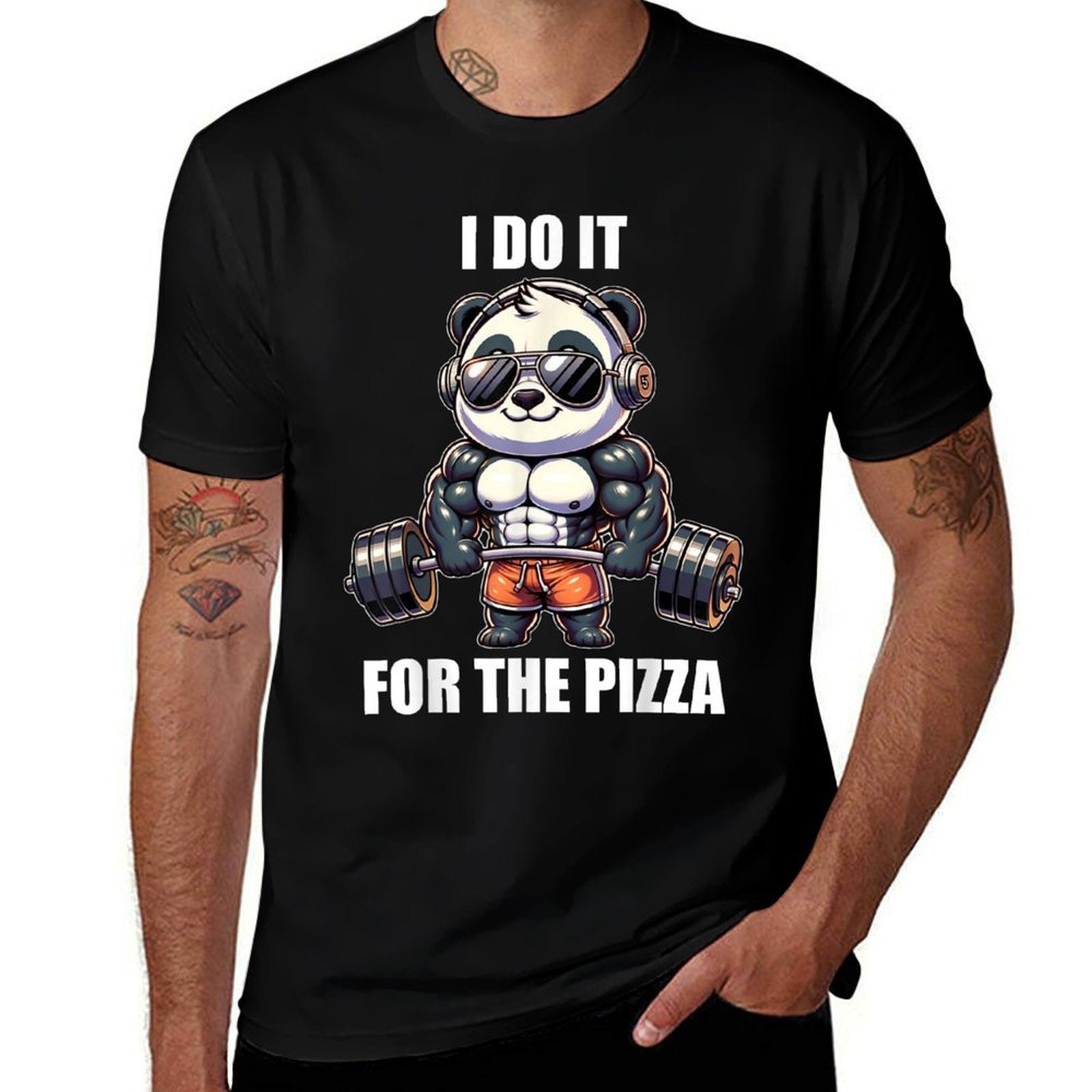 Panda Funny Gym Weightlifting Bodybuilder Fitness Workout  Tagless Design T-Shirt