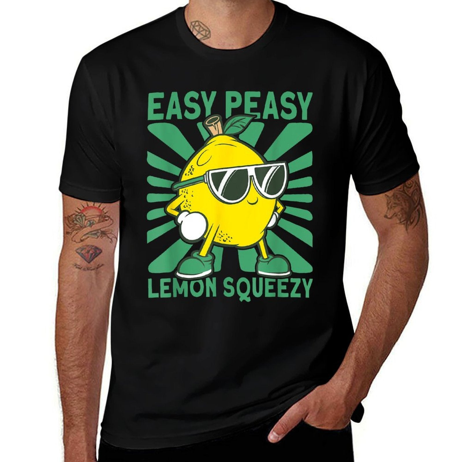 Easy Peasy Lemon Squeezy Lemonade Stand Crew  Fade-proof Color T-Shirt