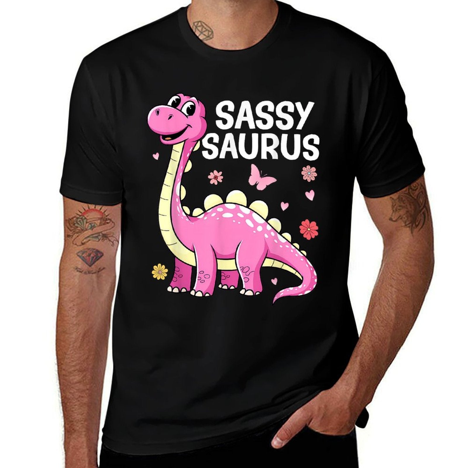 Dinosaur Toddler Girl Sassy Toddler Girls Women  Easy-care T-Shirt