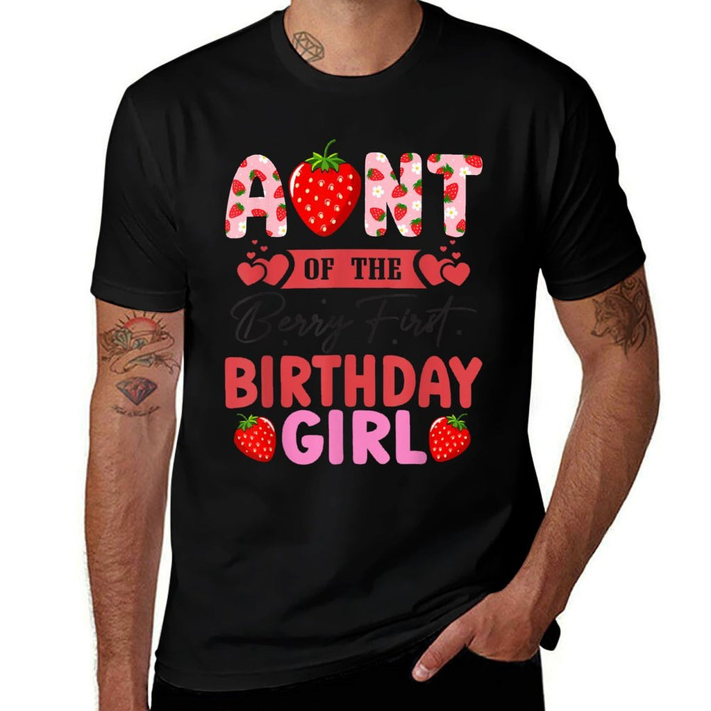 Aunt of The Berry First Birthday Gifts Girl Sweet Strawberry  Cotton T-Shirt