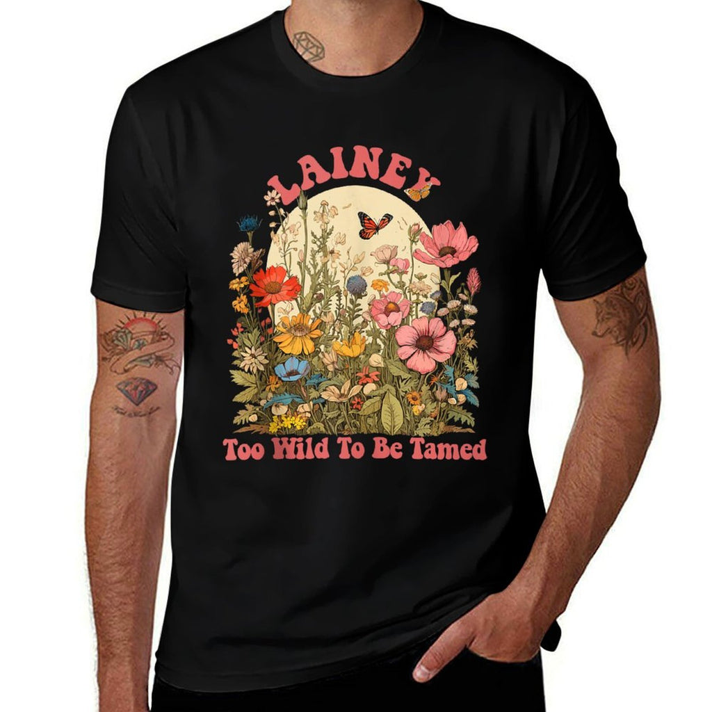 LAINEY Name Cute Retro Girls Wildflower LAINEY Name  Cotton T-Shirt