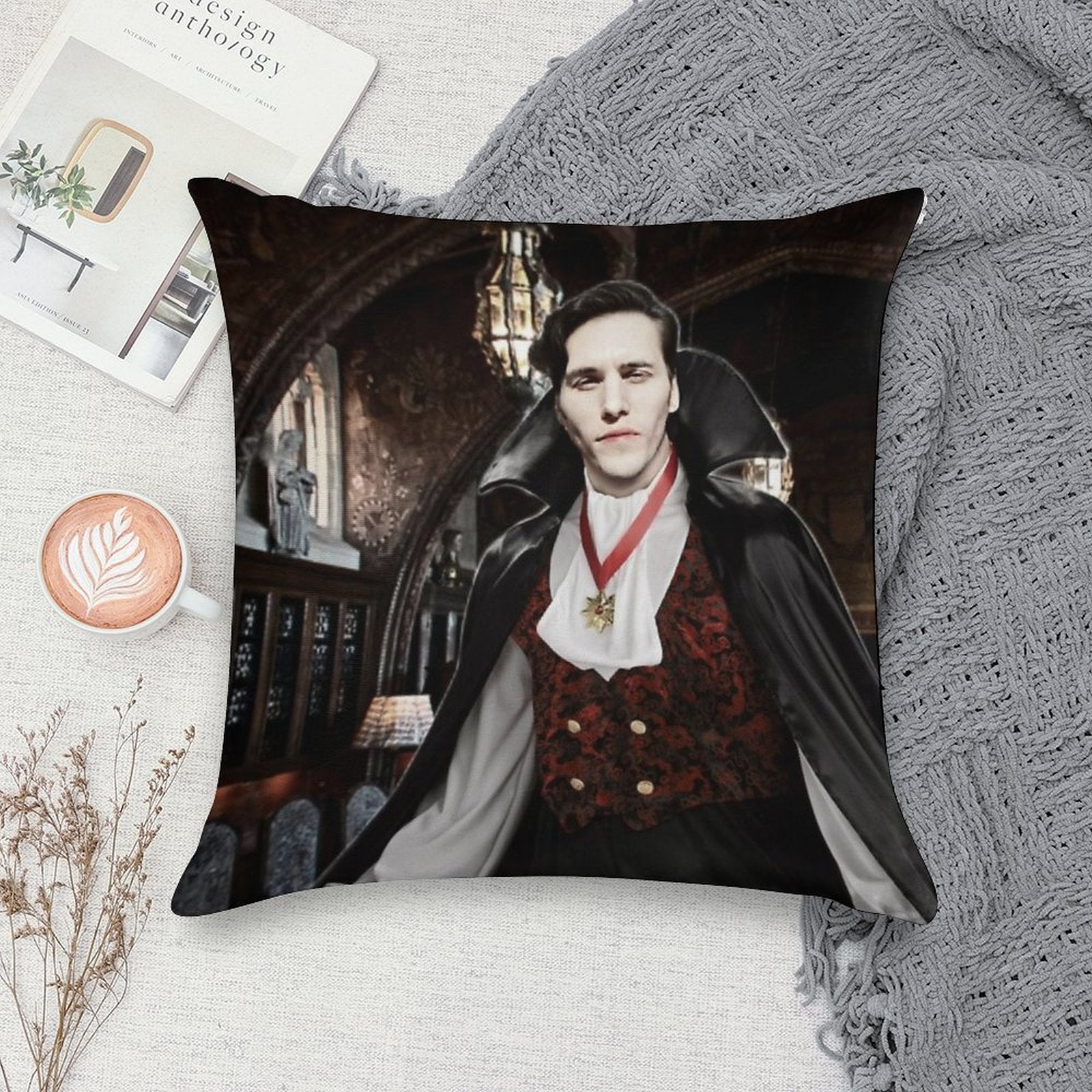 Vampire Jerma Alt. Soft Hidden Zipper Throw Pillow