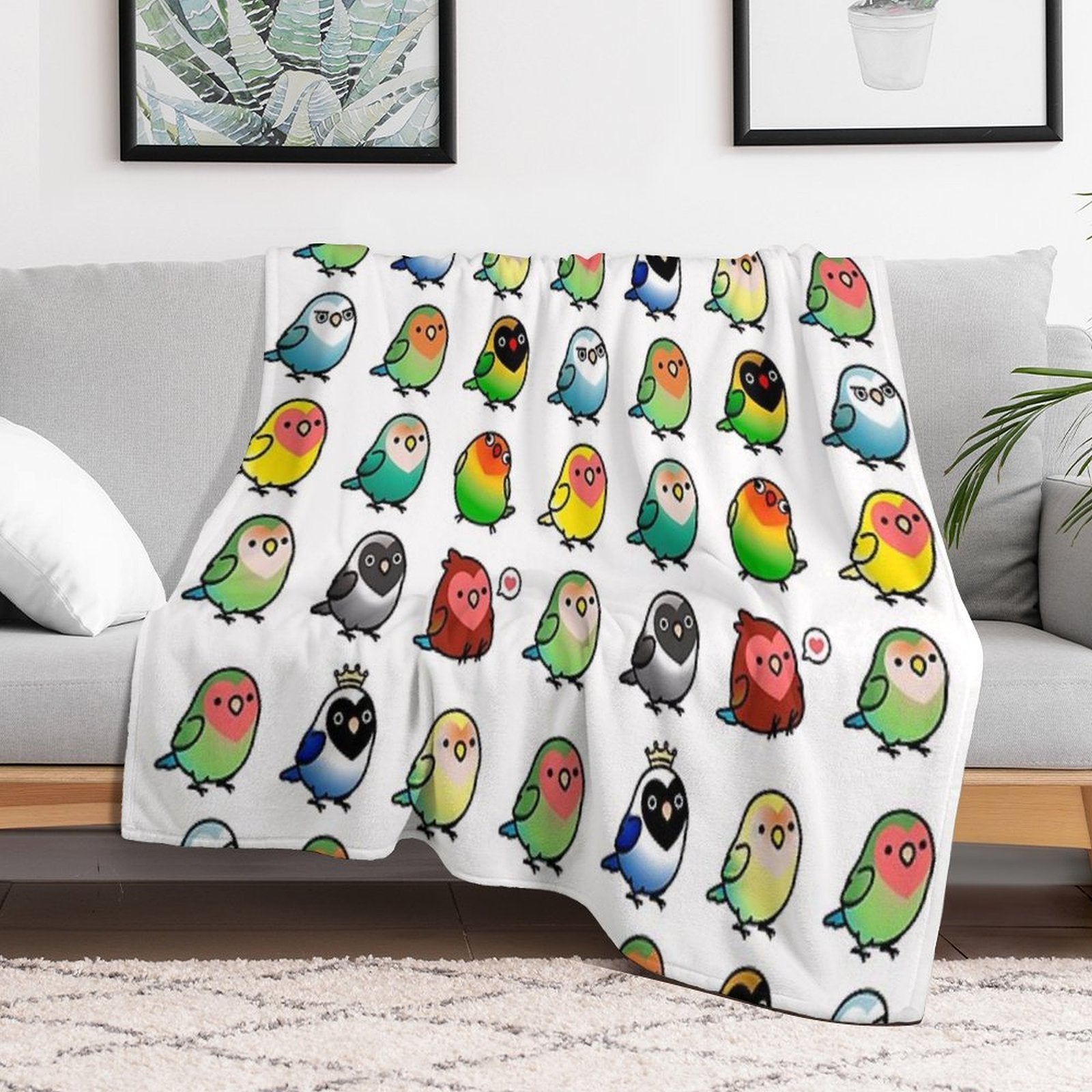 Chubby Lovebirds Comfort Throw Blanket