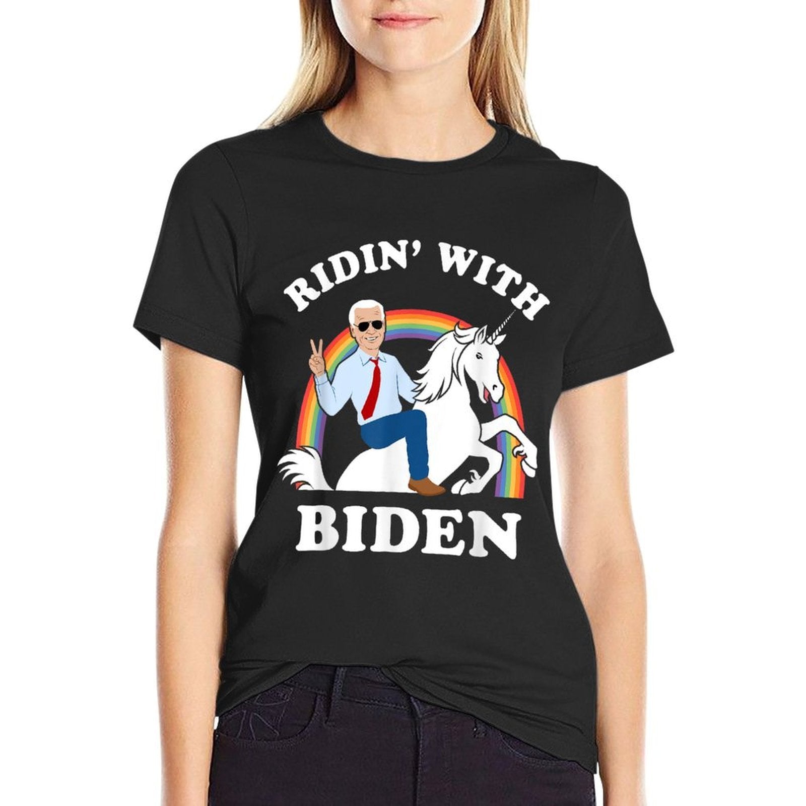 Unicorn Ridin With Biden Funny Joe Biden  Heathered Texture T-Shirt