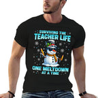 Surviving The Teacher Life Pjs Pajamas Christmas Xmas Teache  Soft T-Shirt