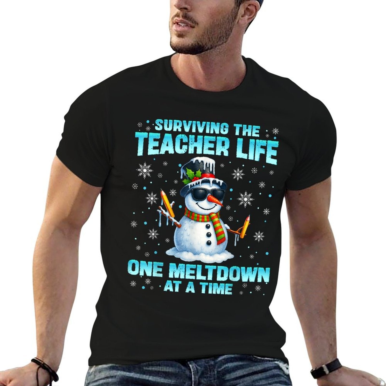 Surviving The Teacher Life Pjs Pajamas Christmas Xmas Teache  Soft T-Shirt