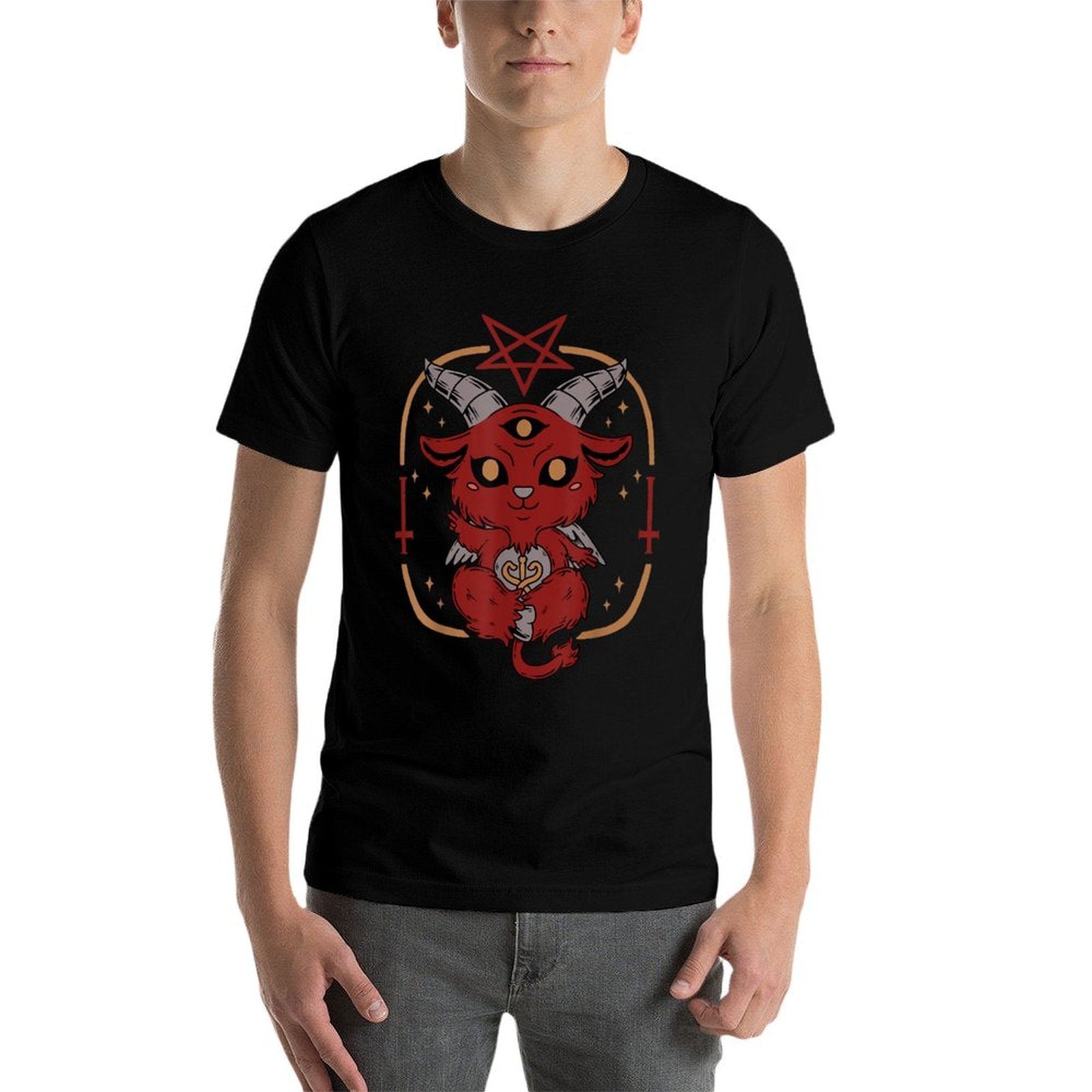 Lucifer Sigil Satan Satanic Goat Cute Goth Baby Baphomet  Polyester Blend T-Shirt