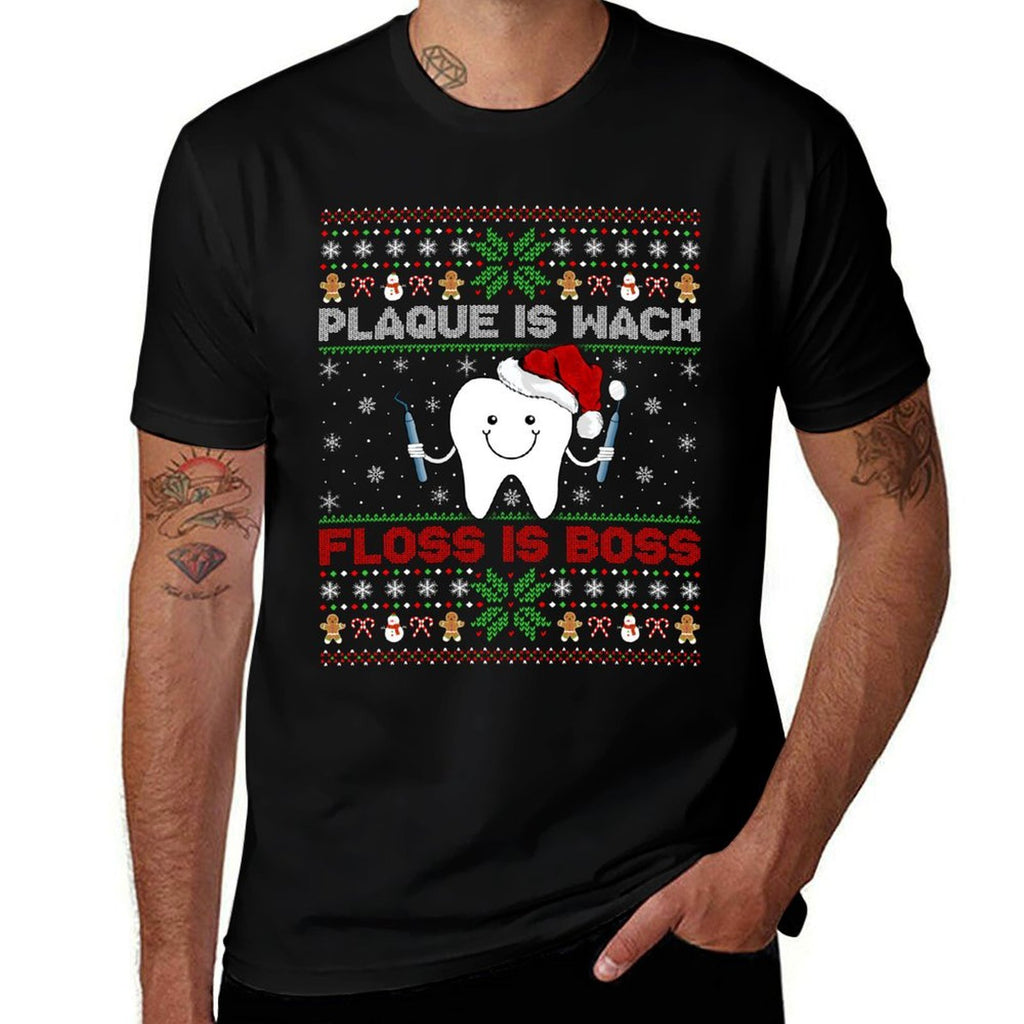 Dentist Plaque Wack Floss Is Boss Ugly Dentist Christmas Sweatshirt  Lightweight T-Shirt