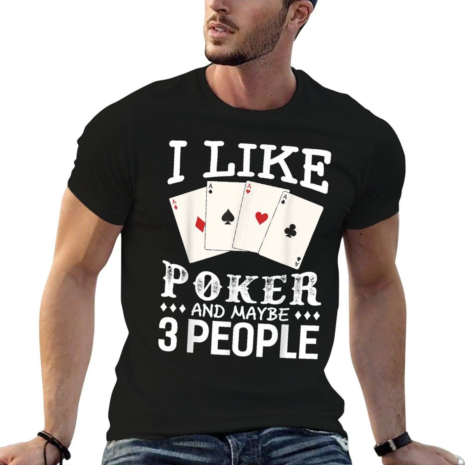Poker Game Gifts Unisex Poker Black Small Crew Neck Letter Print Modern Poker Humor Gift  Relaxed-fit T-Shirt