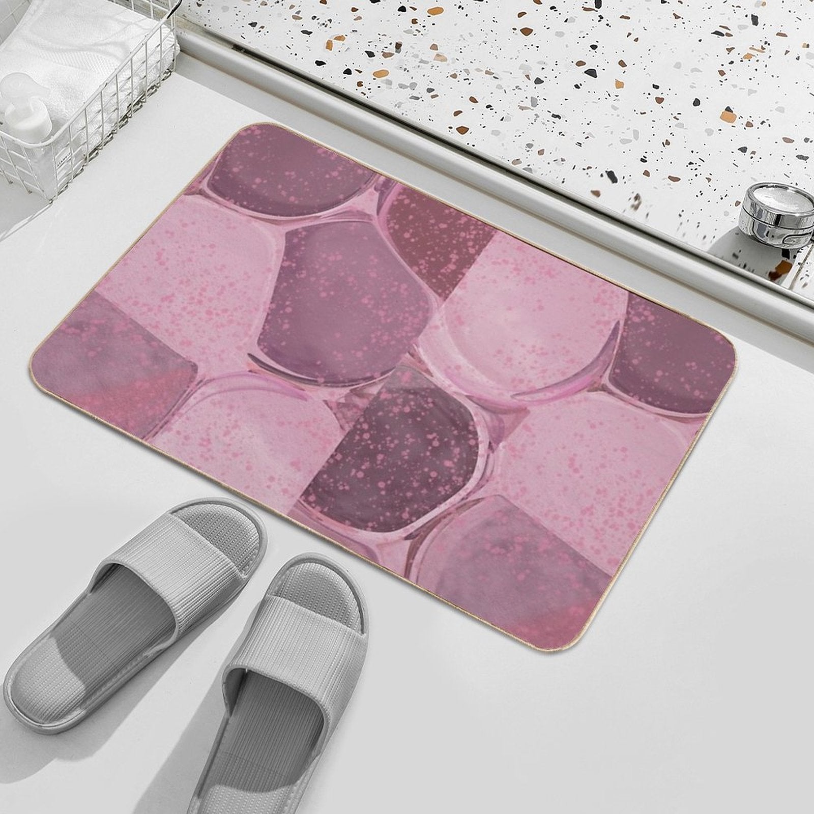 Pink Turtle Shell  Stain-Proof Bath Mat