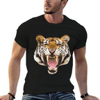 Realistic Tiger Roaring Face Animal Lovers Gift  Affordable Price T-Shirt