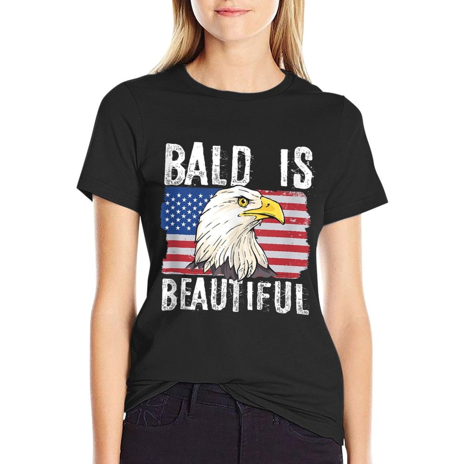Bald Is Beautiful 4th of July Independence Day Bald Eagle  Relaxed-fit T-Shirt