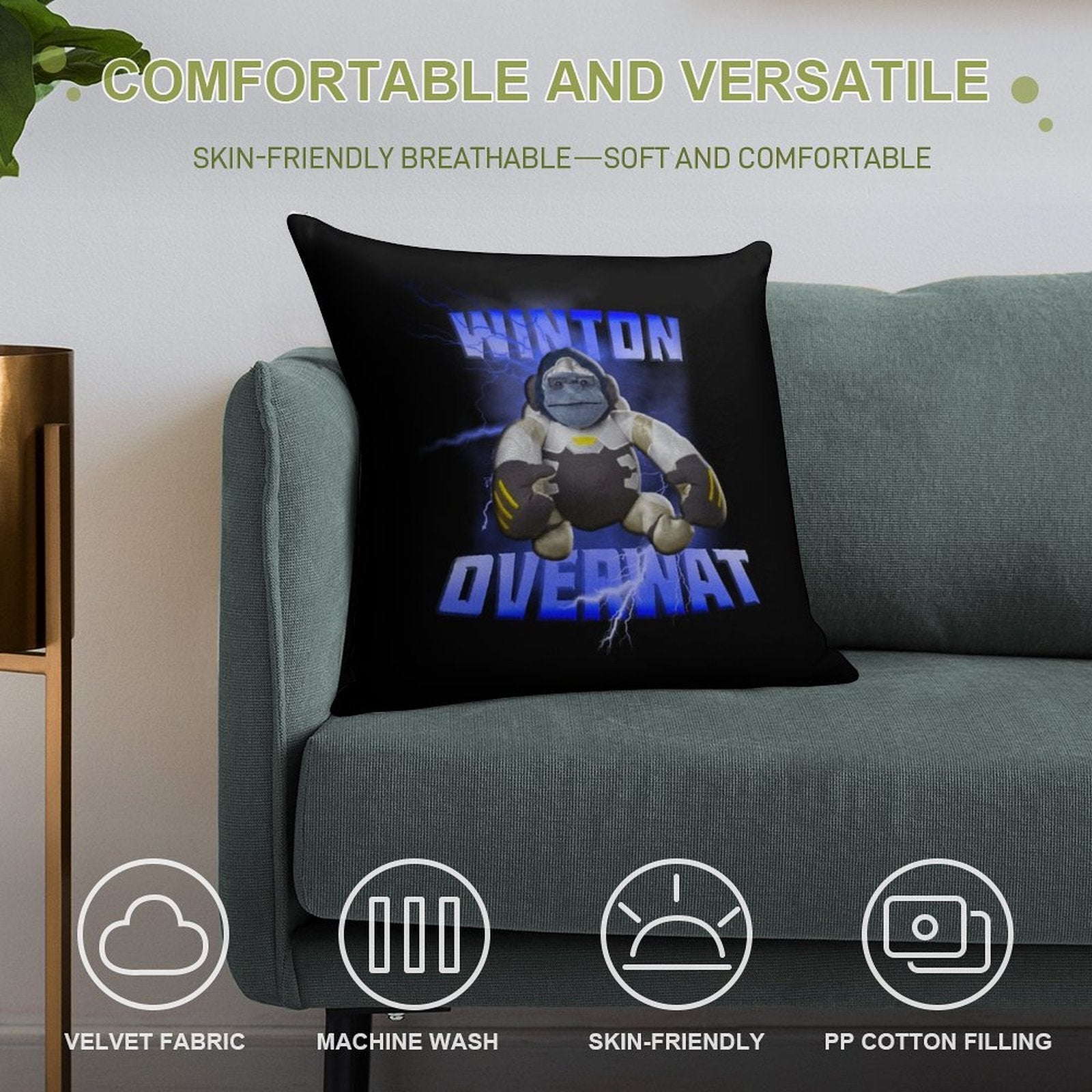 Winton Overwat Meme Soft Skin-Friendly Throw Pillow