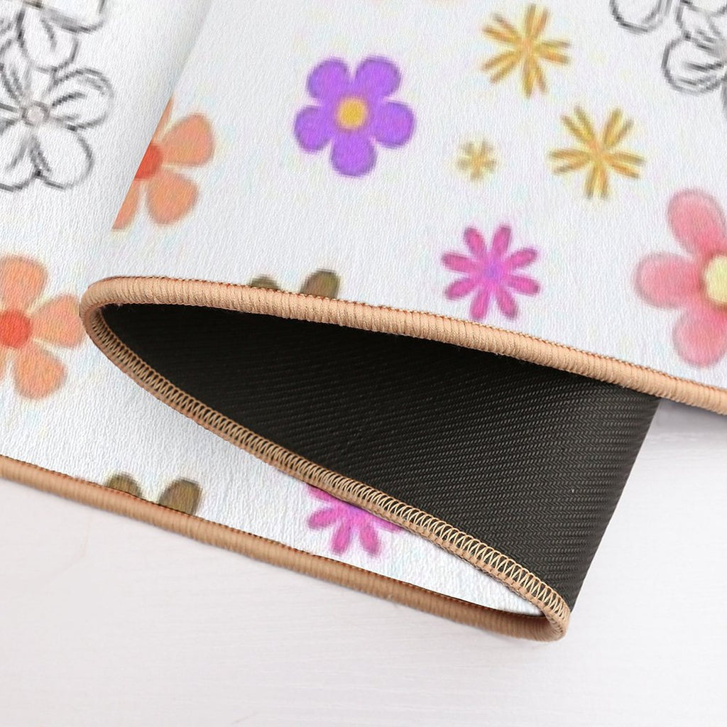 Flowers Design Pattern, Isolated in White Background  Multi-Purpose Bath Mat