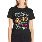 Celebrating 40 Years of Marriage 40th Wedding Anniversary  Summer-ready Fabric T-Shirt