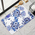Blue Floral Design  Pet-Safe Bath Mat