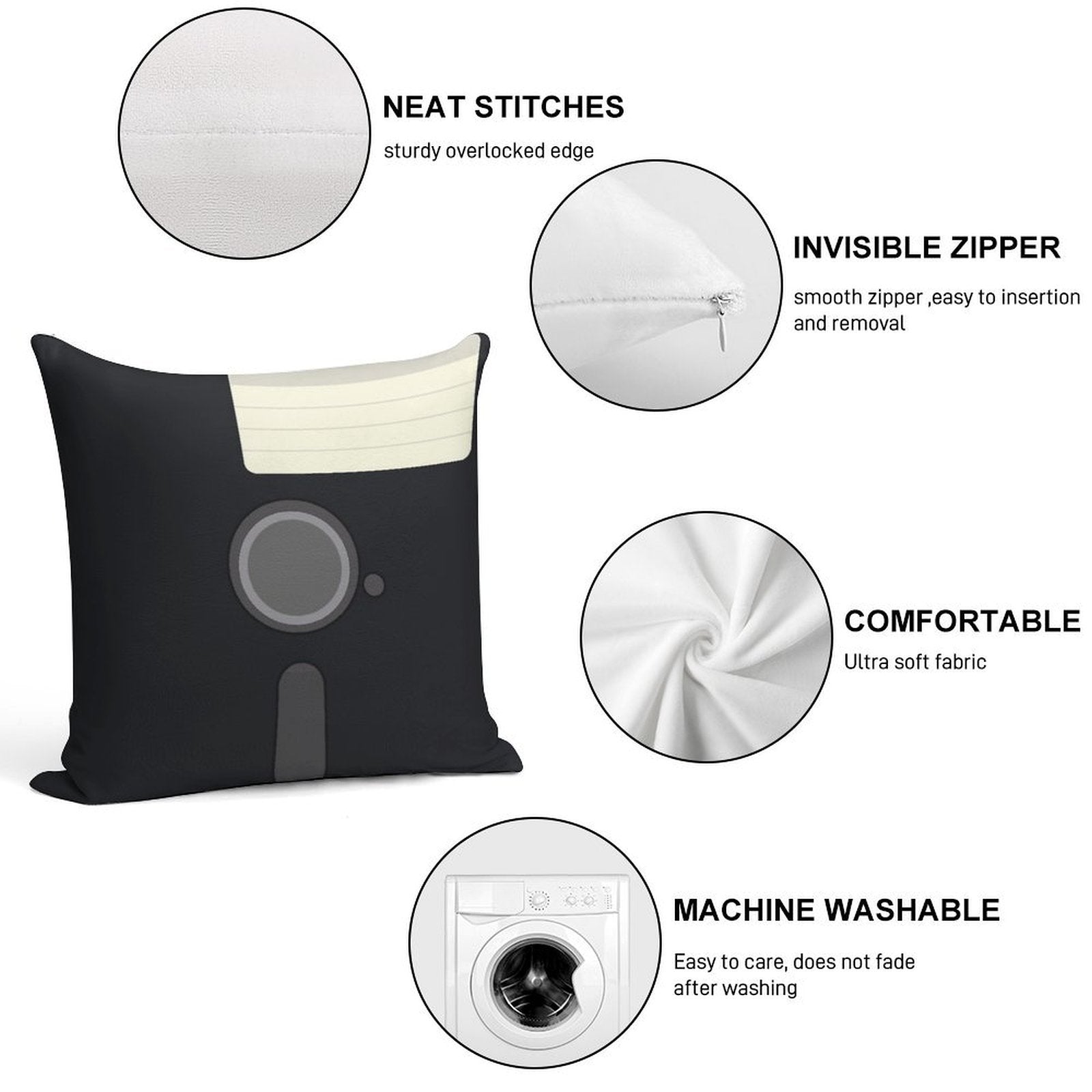 Floppy Disc 5.25 Soft Fade-Resistant Throw Pillow