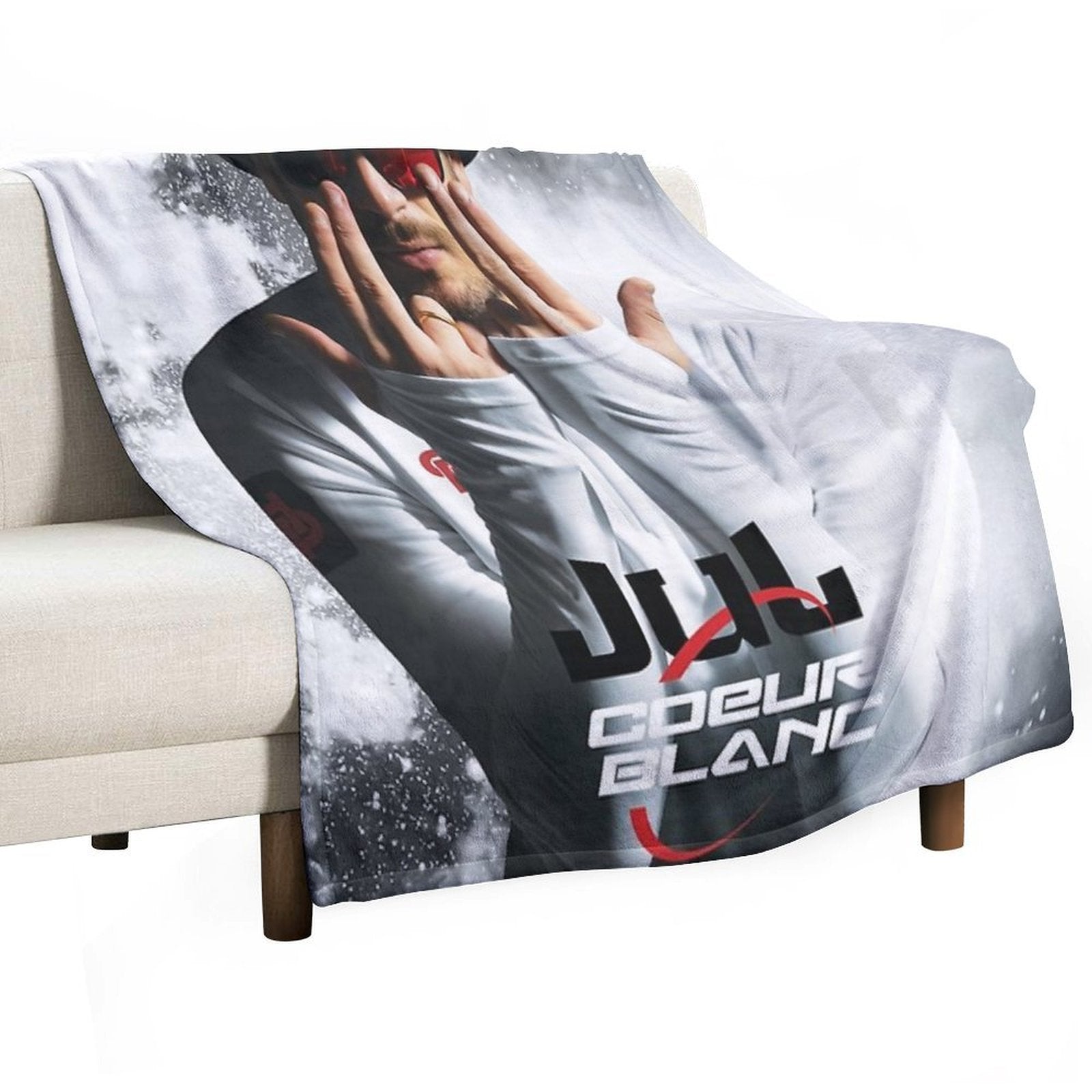 JUL WHITE HEART Velvety-soft Throw Blanket