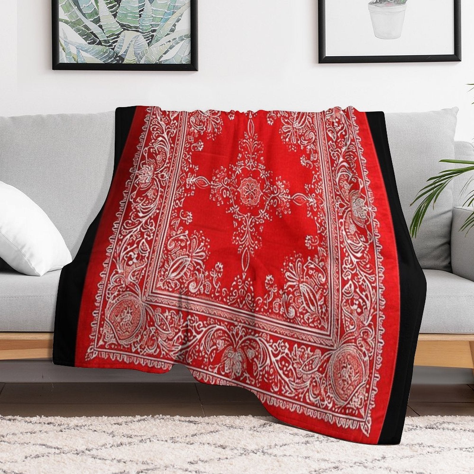 Classic Red Bandanna Style Quick-dry Throw Blanket