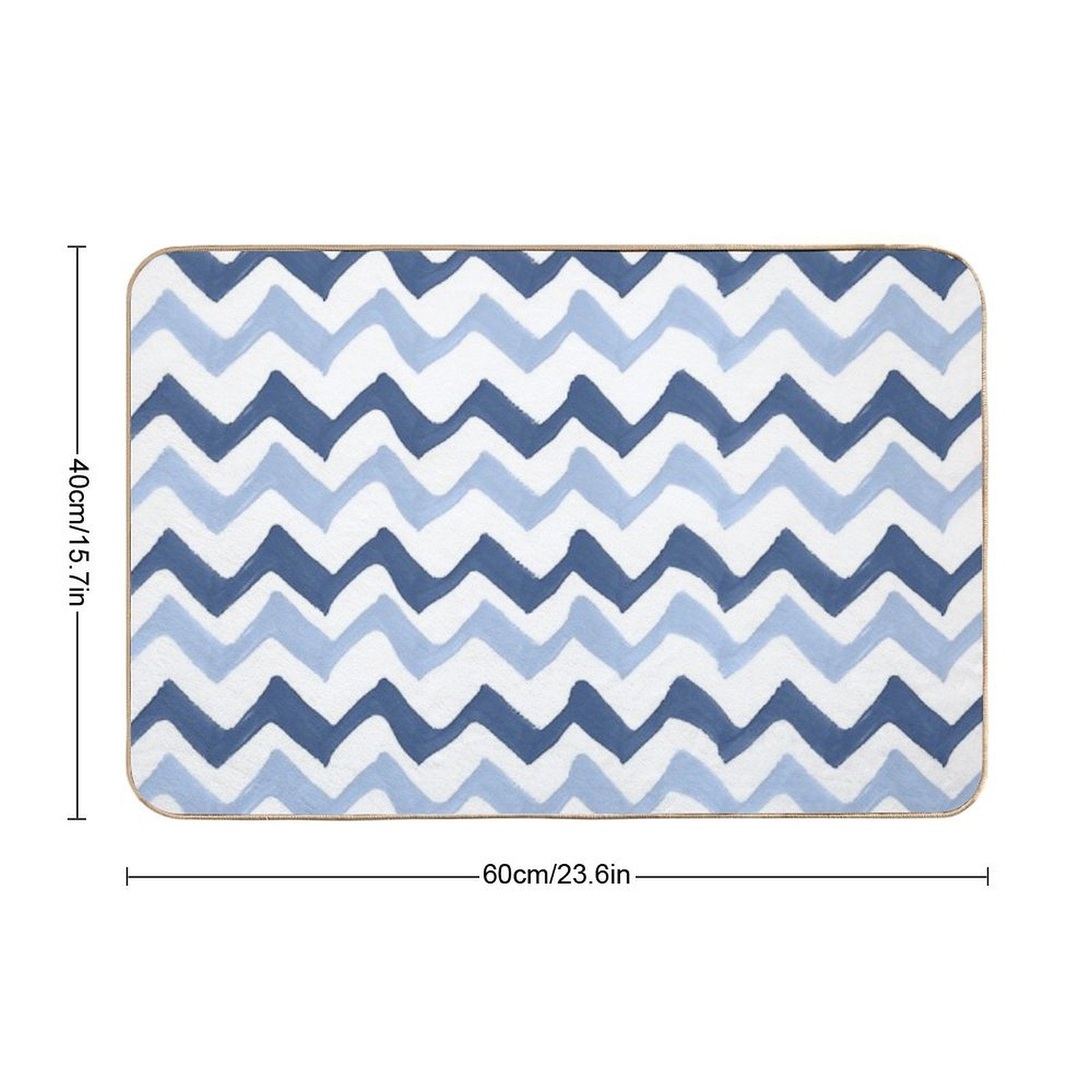 Wavy Brush Stroke Pattern Indigo & Pale Blue Durable Bath Mat