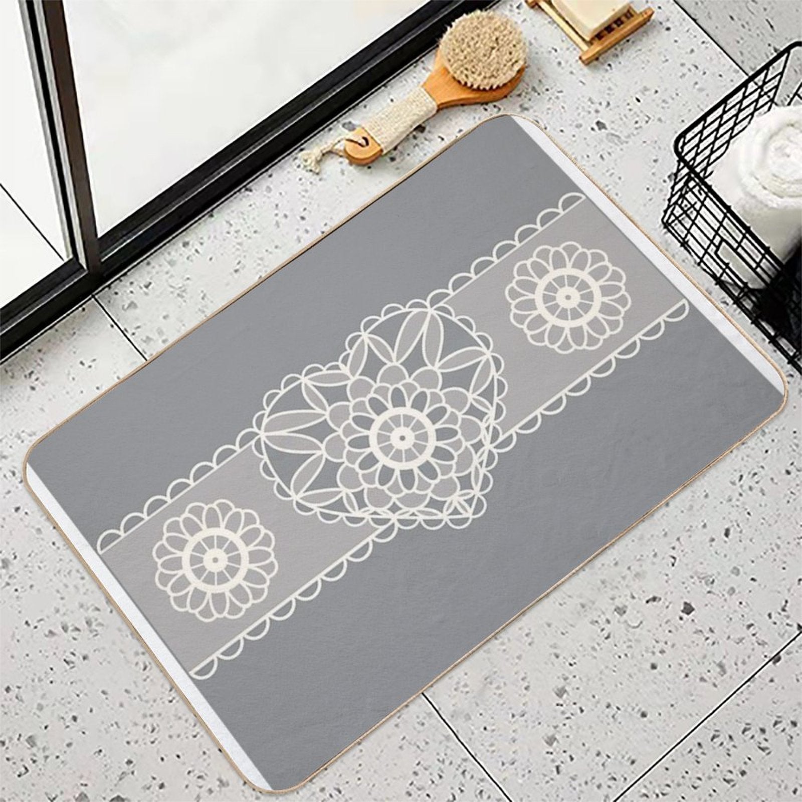 1970's 1980's Vintage Style Heart Shape Crochet Quilting Pattern Silver Heart Ribbon  Versatile Bath Mat