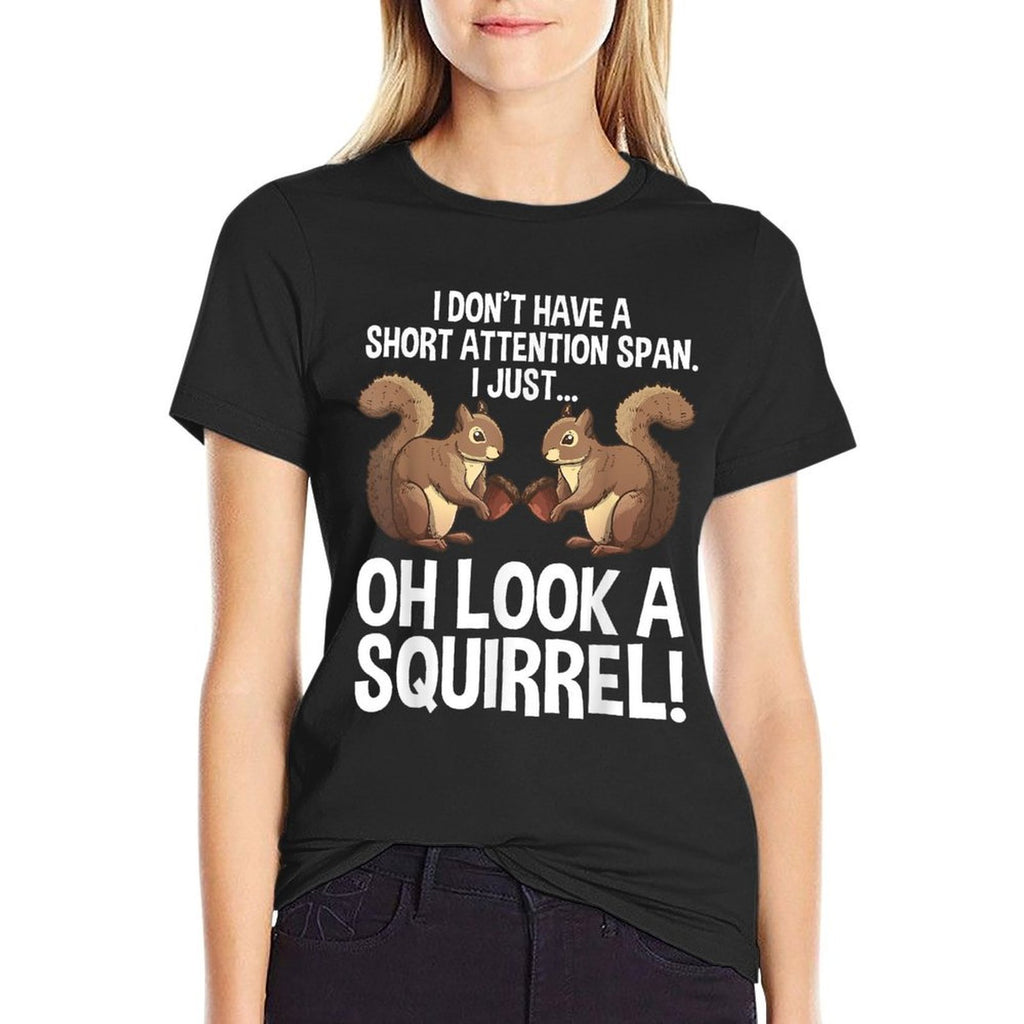 Funny ADHD Squirrel Design For Men Women Chipmunk Pet Lovers  Fade-proof Color T-Shirt