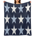 Large ALICE BLUE, WHITE And  NAVY BLUE STARS Premium Throw Blanket